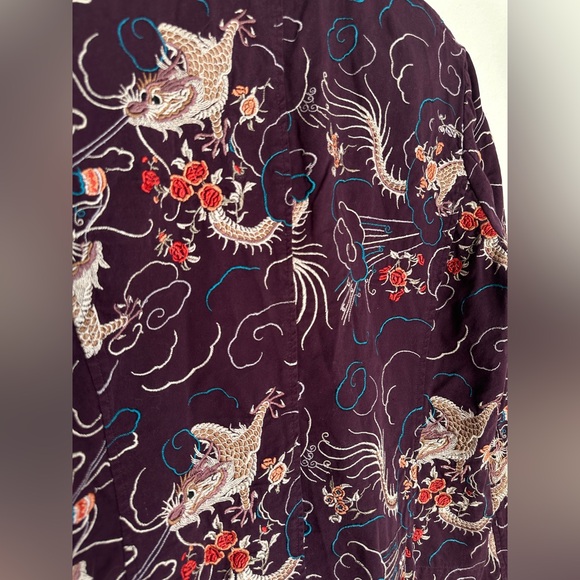 Johnny Was Womens Jacket Blazer Purple‎ Floral Dragon Embroidered size Large - Picture 9 of 12
